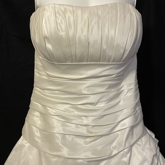 Mori Lee by Madeline Gardner Pleated Bodice Ruched Ball Gown Wedding Dress Sz 16 - Picture 13 of 15